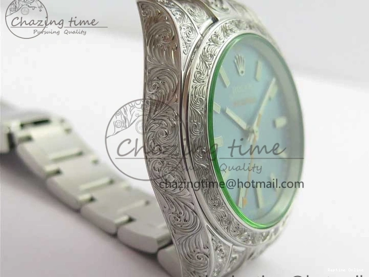0514 Contemporary Milgauss 116400 904L Engraved SS DJF 11 Best Edition Blue Dial on 904L Engraved SS Bracelet A2836 (Real Green Sapphire Crystal) 3068